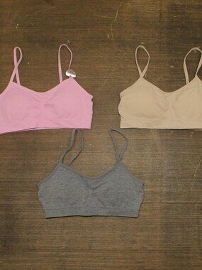 NEW Maidenform Girls Cropped Padded Seamless Bra Gray Multi M